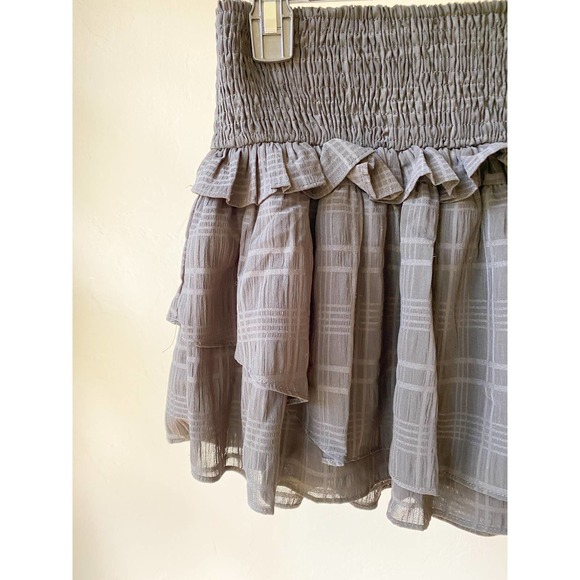 THE IMPECCABLE PIG Women's Black/Gray Plaid Ruffle Tiered Mini Skirt size M NWT - Picture 4 of 10